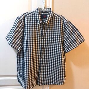 Perry Ellis America Black Plaid Shortsleeve Button-down Shirt Size 2XL